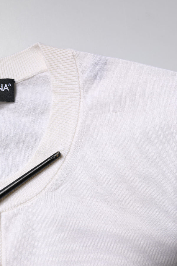 Cream Cashmere Knit Cropped Cardigan Sweater