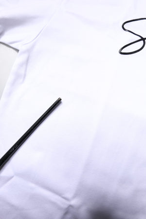 White Printed Cotton Round Neck Top T-shirt