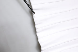 White Cotton Blend 3/4 Sleeves Blouse Top