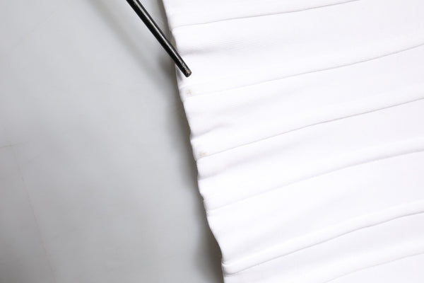 White Cotton Blend 3/4 Sleeves Blouse Top