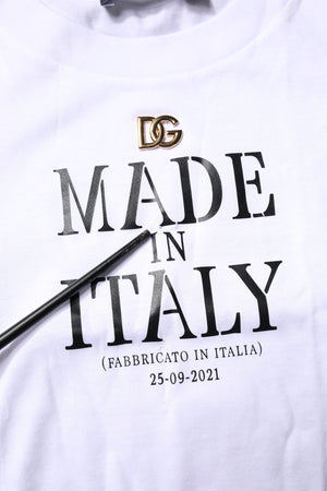 White Printed Round Neck Top Cotton T-shirt