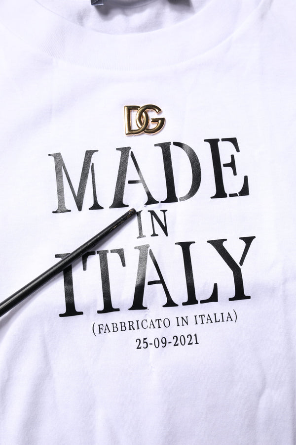 White Printed Round Neck Top Cotton T-shirt