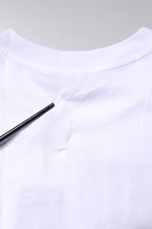 White Printed Round Neck Top Cotton T-shirt