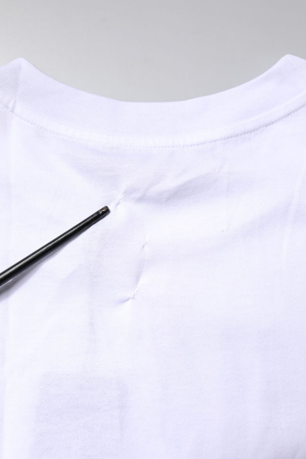 White Printed Round Neck Top Cotton T-shirt