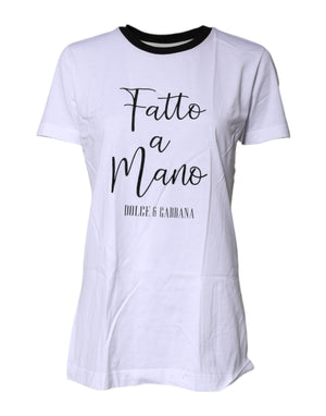 White Printed Round Neck Top Cotton T-shirt