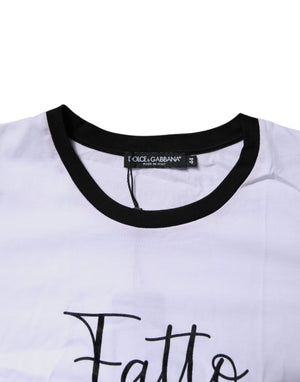 White Printed Round Neck Top Cotton T-shirt