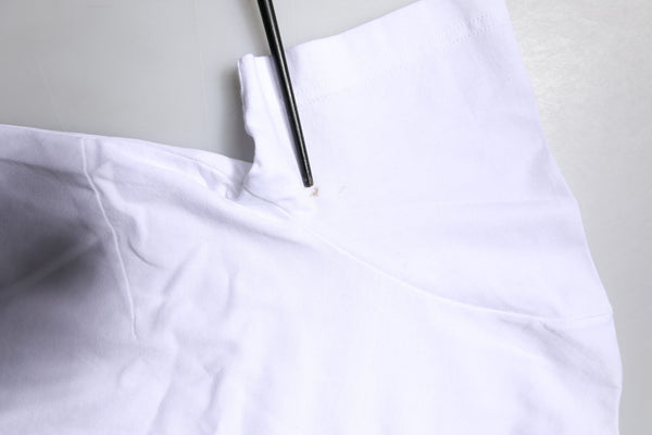 White Printed Round Neck Top Cotton T-shirt