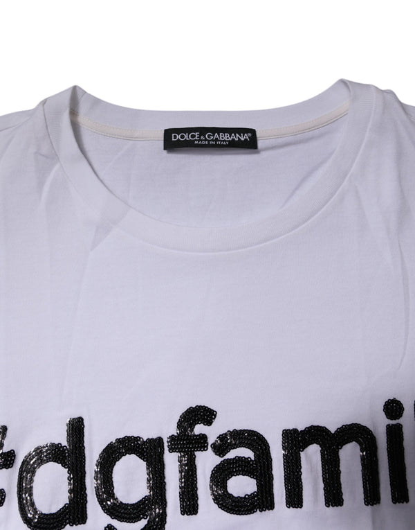 White #DGFAMILY Embroidery Cotton T-shirt