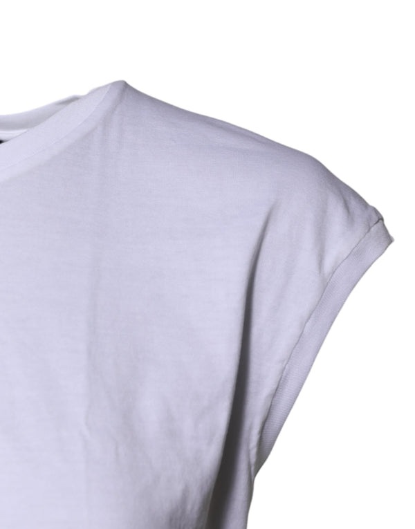 White Cotton Sleeveless Round Neck Tank Top