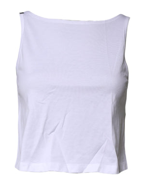 White Cotton Sleeveless Round Neck Tank Top