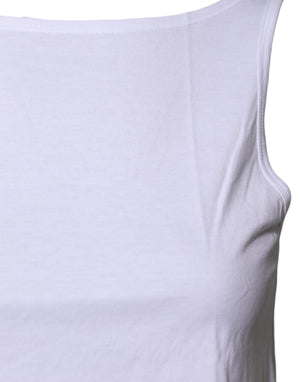 White Cotton Sleeveless Round Neck Tank Top