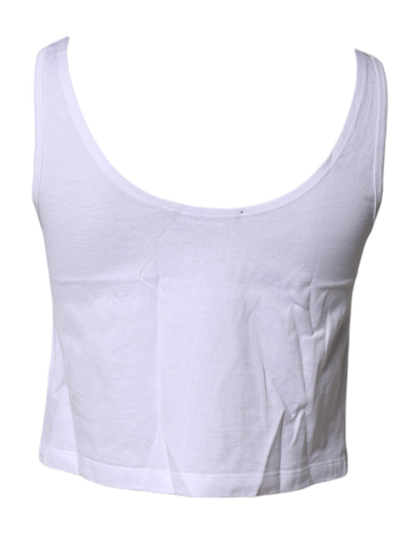 White Cotton Sleeveless Round Neck Tank Top