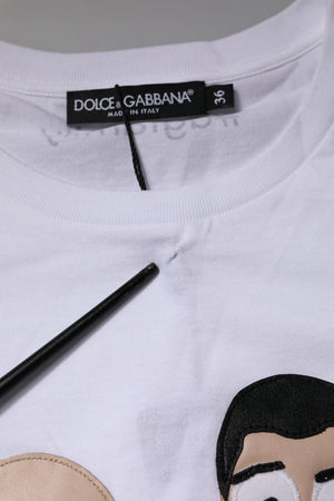 White #DGFAMILY Embroidery Cotton T-shirt
