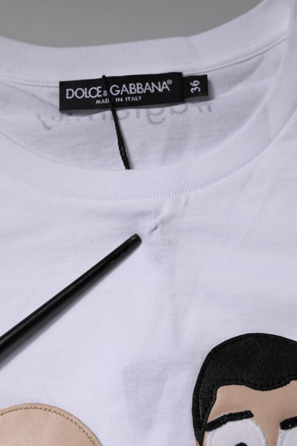 White #DGFAMILY Embroidery Cotton T-shirt