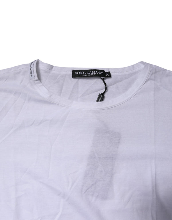 White Short Sleeves Round Neck Top T-shirt