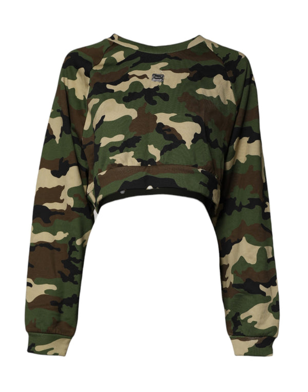 Multicolor Camou Cropped Sweatshirt Sweater
