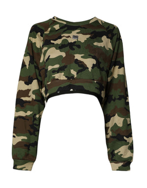 Multicolor Camou Cropped Sweatshirt Sweater