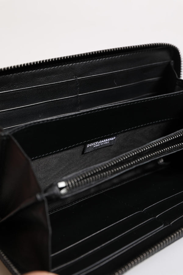 Black Blue Exotic Leather Embossed Continental Wallet