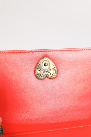 Red Leather Quilted Devotion Crossbody Phone Cover Bag