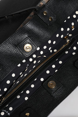 Brown Leopard BEATRICE Leather Logo Plaque Tote Bag