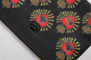 Black Red Nylon Sacred Heart Clutch Pouch Bag