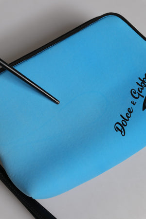 Blue DG Logo Print Clutch Zip Borse Pouch Bag