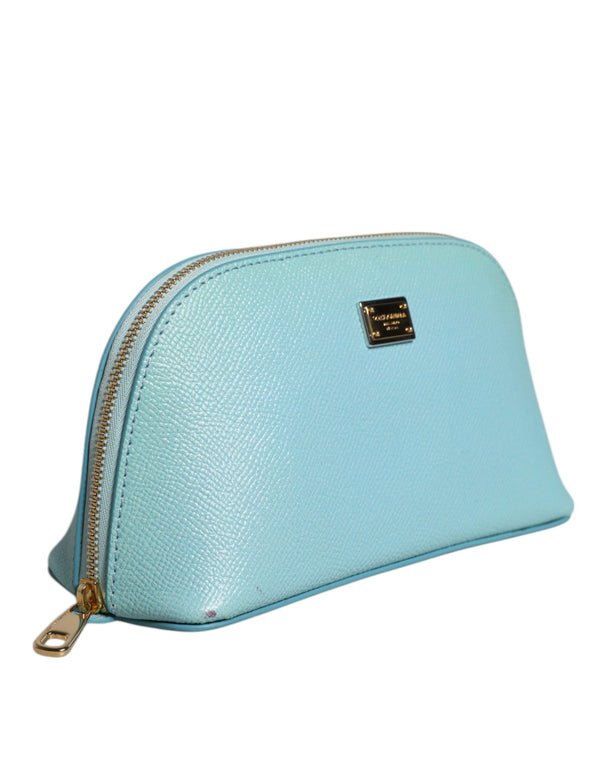 Light Blue Leather Handbag Clutch Mini Purse Pouch Bag