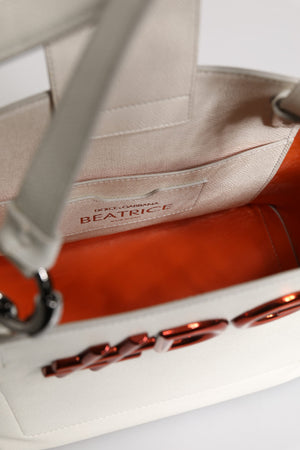 White Leather #DG BEATRICE Top Handle Tote Bag