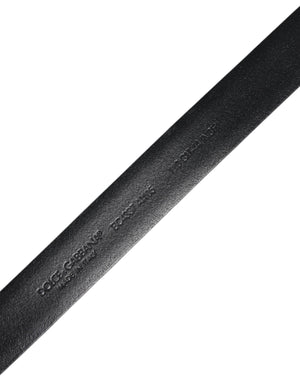 Black Solid Leather Classic Waist Buckle Belt