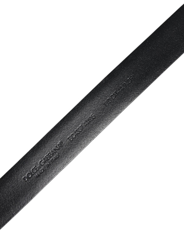 Black Solid Leather Classic Waist Buckle Belt