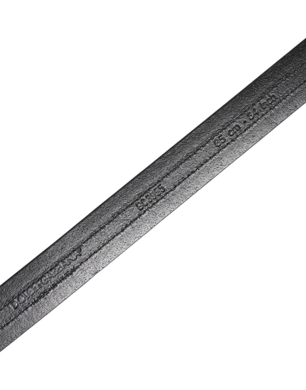 Black Burgundy Calfskin Metal Logo Buckle Belt