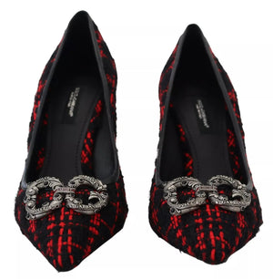 Red Black Tweed DG Amore Heels Pumps Shoes