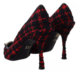Red Black Tweed DG Amore Heels Pumps Shoes