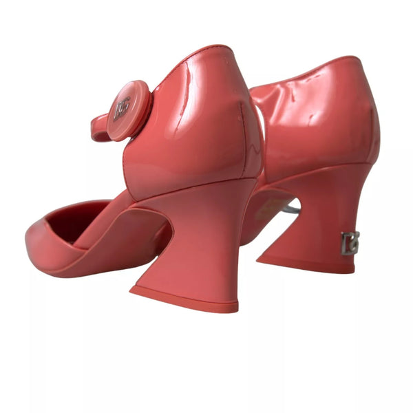 Peach Leather Ankle Strap Heels Sandals Shoes