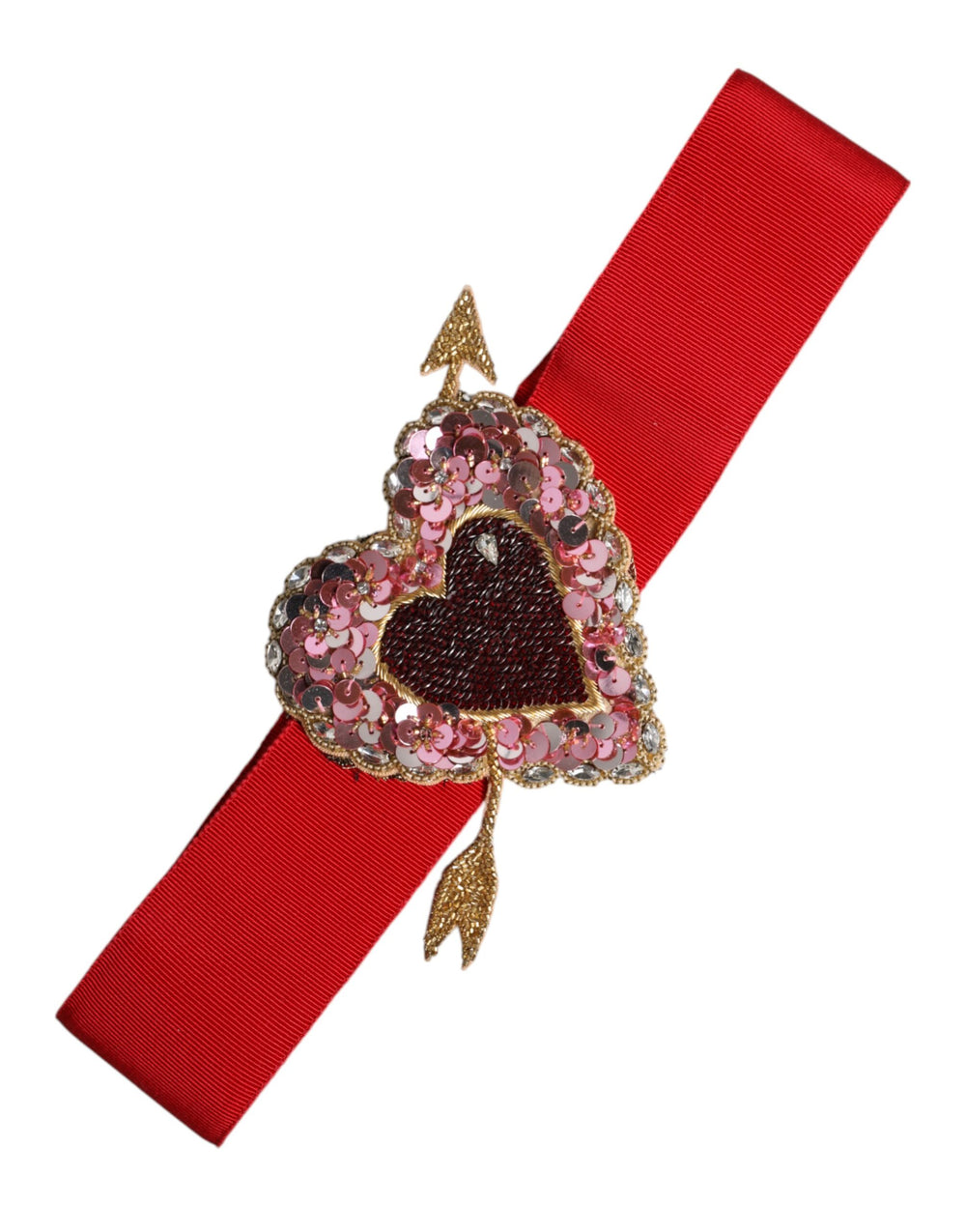 Red Stretch Wide Waist Heart Embellished Belt