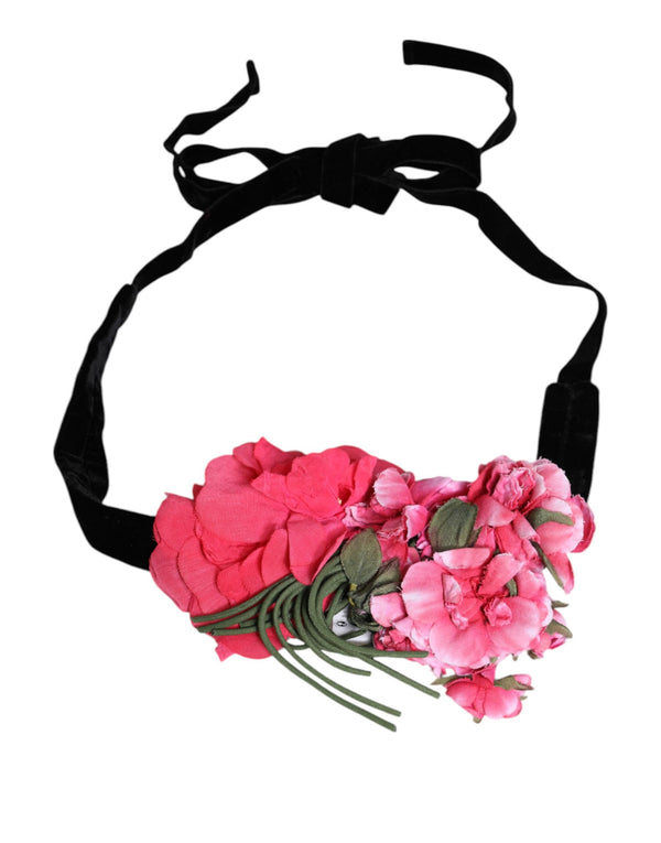 Multicolor Floral Applique Detail Tie Belt