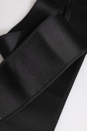 Black Satin Wide Waist Belt