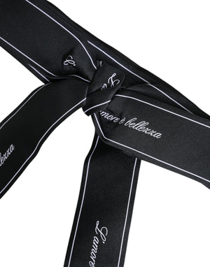 Black Waist Ribbon Wide Bow Logo Belt
