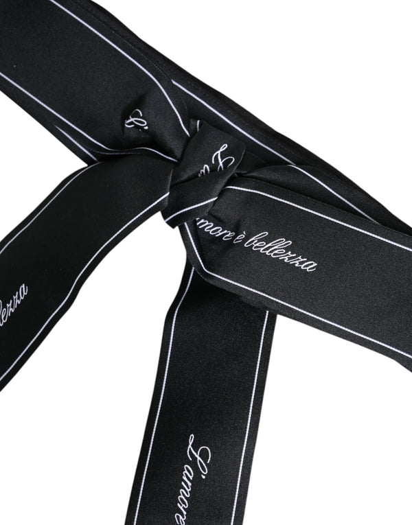 Black Waist Ribbon Wide Bow Logo Belt