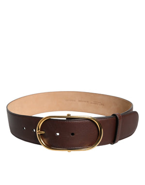 Brown Logo Engraved Metal Waist Buckle Belt