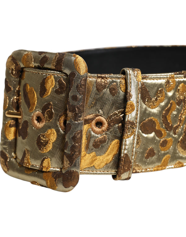 Gold Spotted Jacquard Fabric Wide Waist Belt