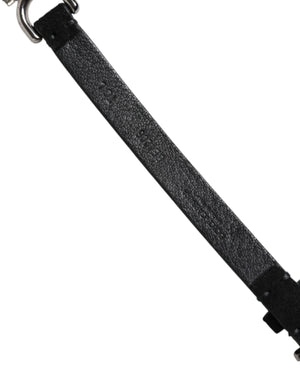 Black Leather Daisy Crystal Embellish Waist Belt