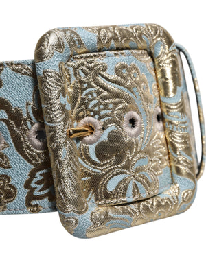 Multicolor Floral Jacquard Wide Waist Belt