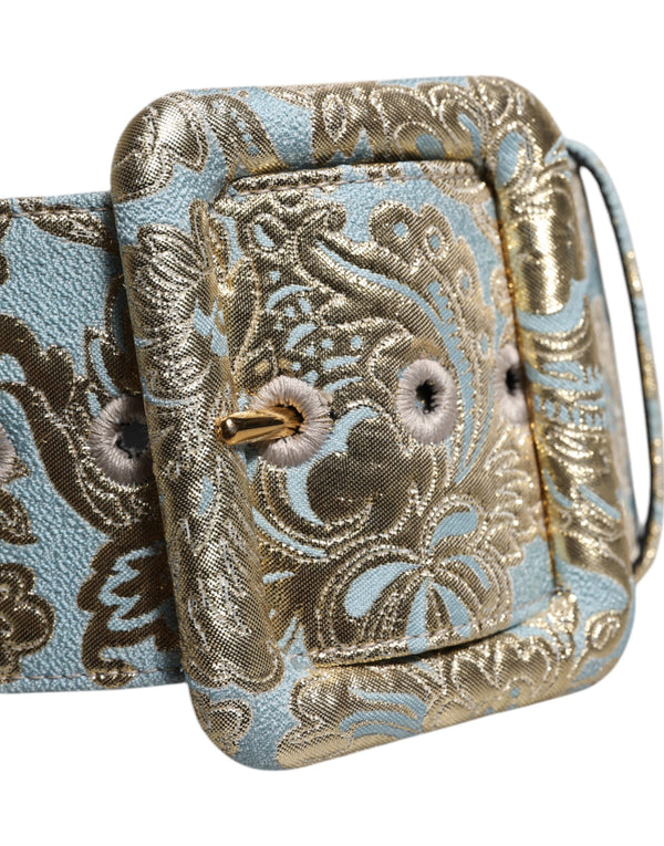 Multicolor Floral Jacquard Wide Waist Belt