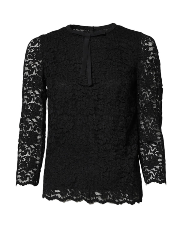Black Lace STAFF Crew Neck Long Sleeves Top
