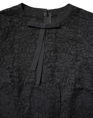 Black Lace STAFF Crew Neck Long Sleeves Top