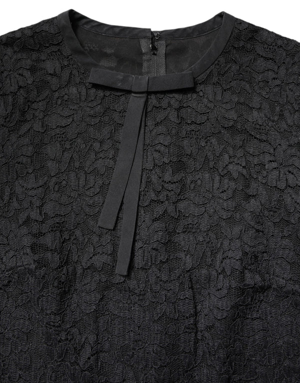 Black Lace STAFF Crew Neck Long Sleeves Top