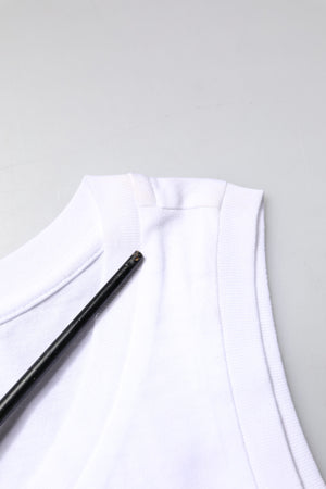 White Cotton Sleeveless Crew Neck T-shirt