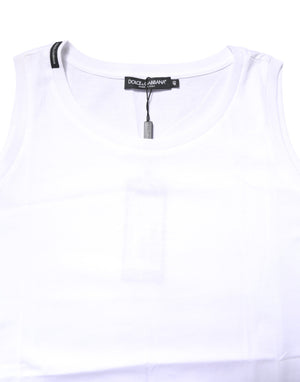 White Cotton Sleeveless Crew Neck T-shirt
