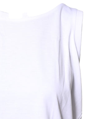 White Cotton Sleeveless Crew Neck T-shirt